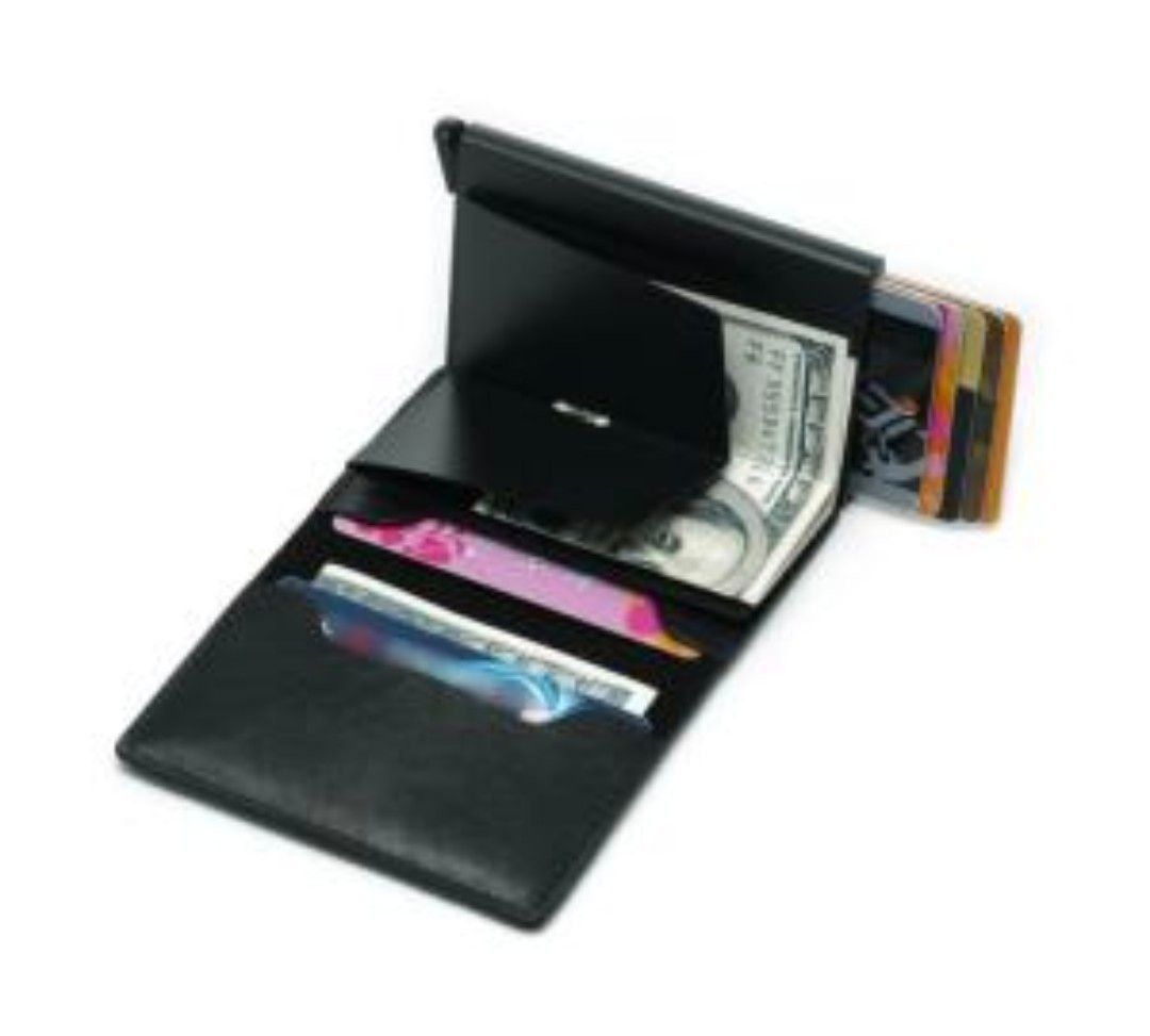 財布 スライドケース 名刺入れ ブラック カードケース レザー 便利