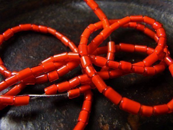 * rare!! Old Venetian white Hearts,... orange tube sphere ream!!* antique tray do beads white Heart tonbodama 