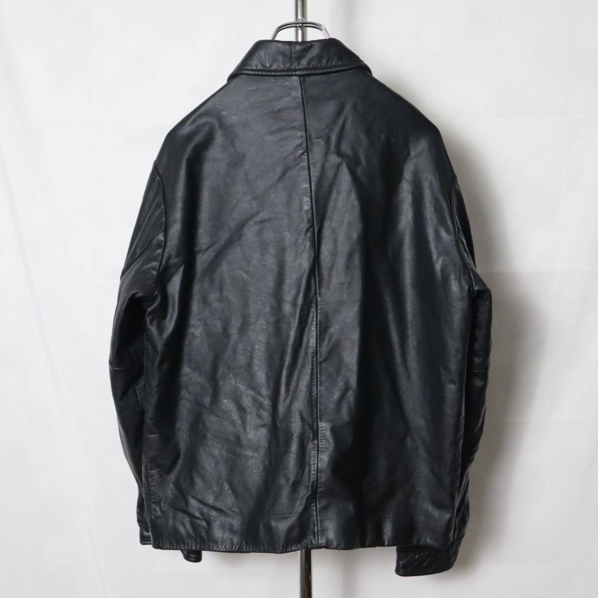 OLD GAP 90s LEATHER SINGLE RIDERES JACKET 776019-01 オールドギャップ 90年代 レザー シングルライダースジャケット アウター 本革 黒_画像2