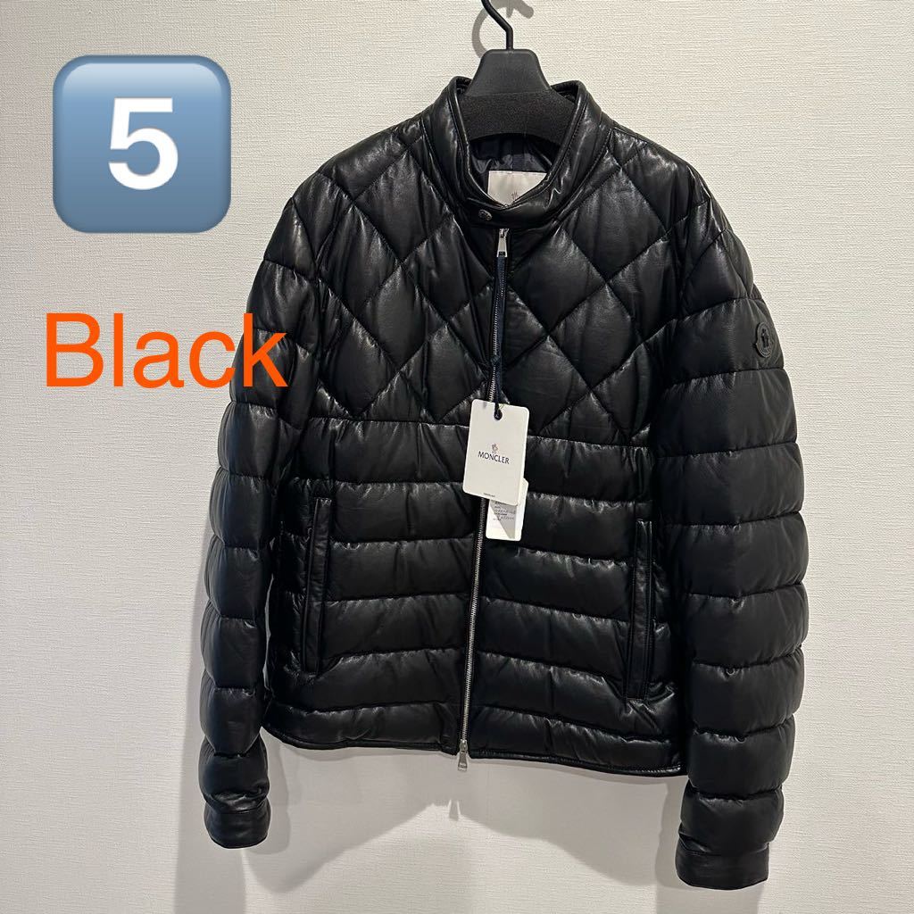 サイズ5 Moncler Grenelle black ハイクラス　レザーダウン