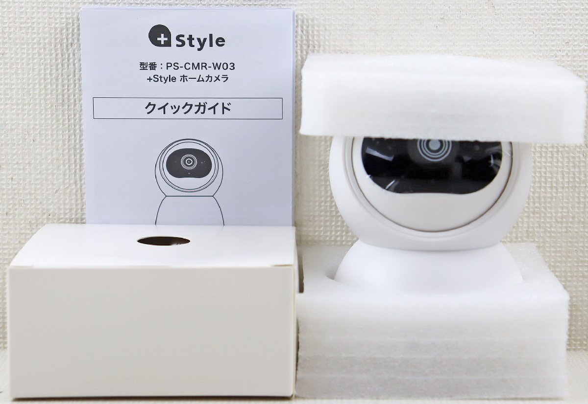 S◎未使用品◎『+Style ホームカメラ』 PS-CMR-W03 プラススタイル 355°首振り Googleアシスタント/Alexa対応 天井・壁取り付け可能_画像2