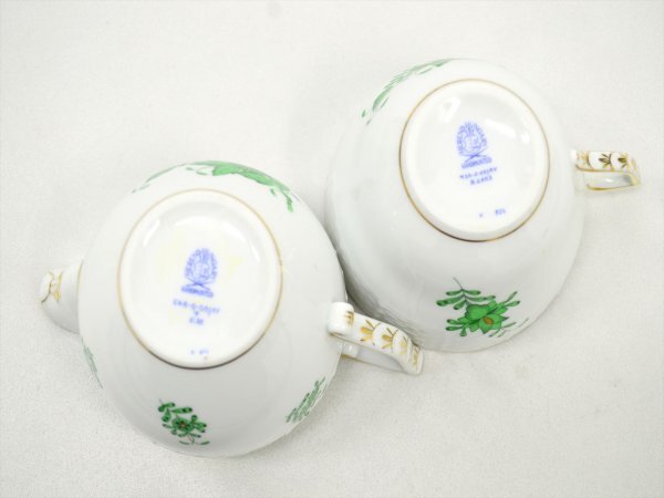 KM539●中古品●HEREND ヘレンド　食器セット　カップ＆ソーサ・ソーサ単体・ミルクポット・小皿_画像7