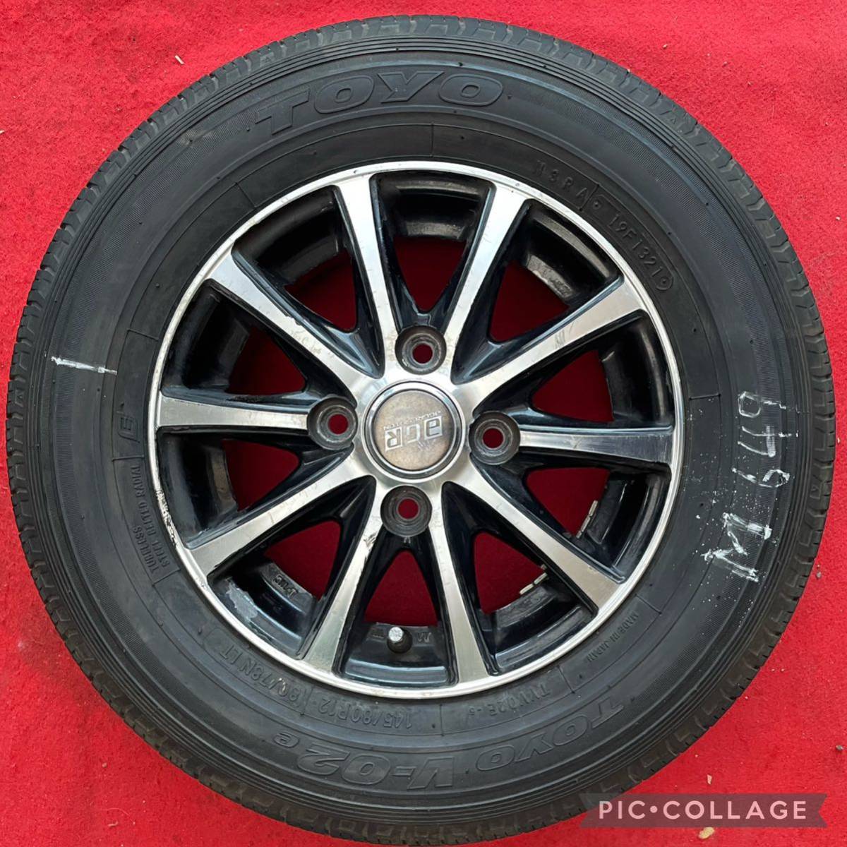 (商品番号649)国産バリ山TOYOタイヤ145/80R12 PCD 100/4h 12×4.00B 4本セット　 軽自動車軽トラックなど使えます。_画像6