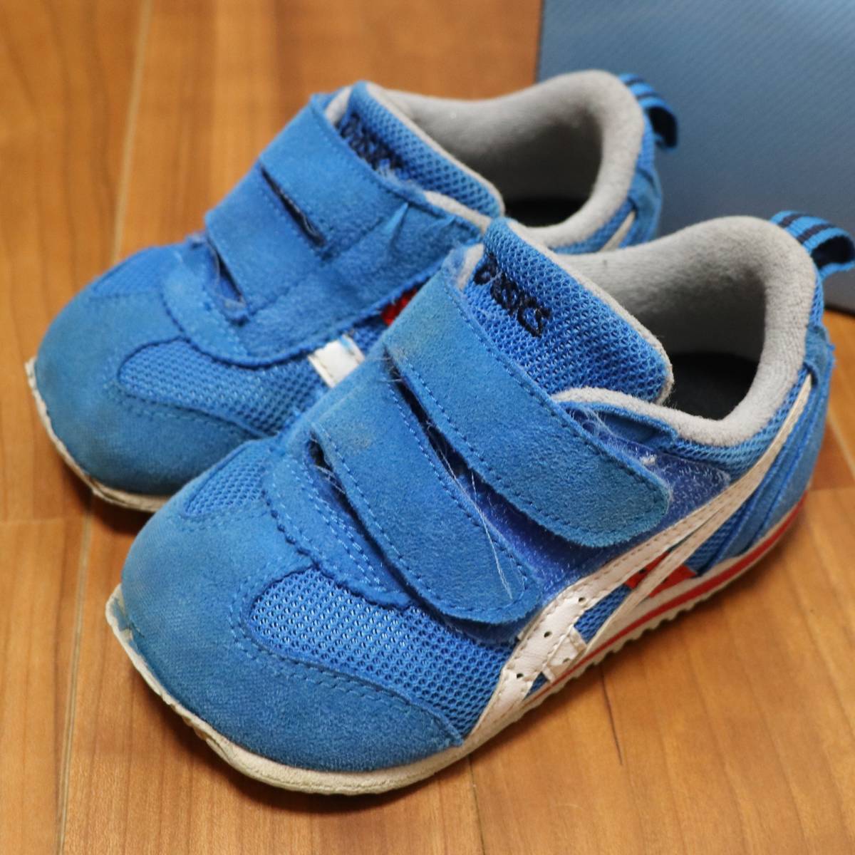 ★激安 14.0cm【asics】アシックス ベビー キッズ シューズ SUKUSUKU BABY IDAHO BABY ４ BLUE WHITE 1144A235-400☆★_画像1