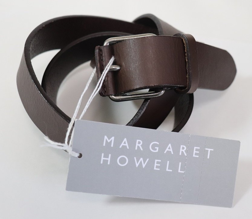 MARGARET HOWELLマーガレットハウエル新品メンズ牛革レザーベルト32 23100円茶