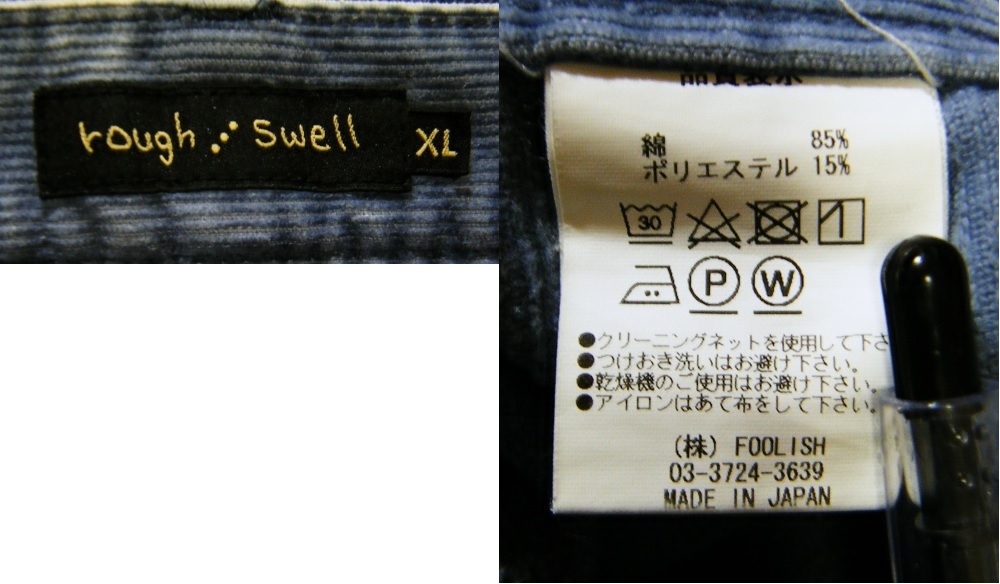 良品〇rough＆swell ハーフパンツ XL 薄青色 USED加工 左右Wポケット ブランドロゴ_画像5