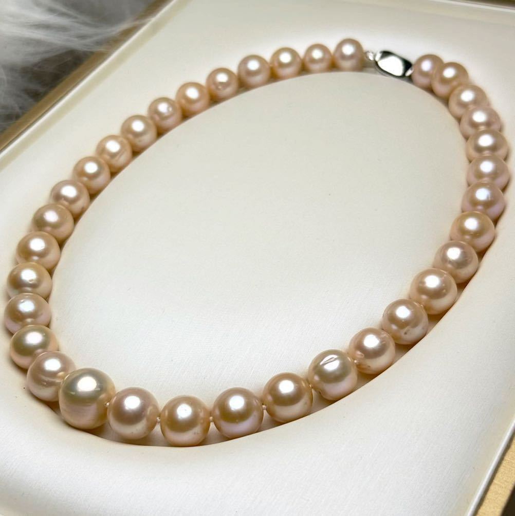 綺麗！南洋パールネックレス12-15mm 本真珠　42cm 品質南洋真珠ネックレス SILVER