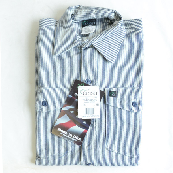 デッドストック 新品 USA製 CODET ヒッコリー ワークシャツ size XS_画像1