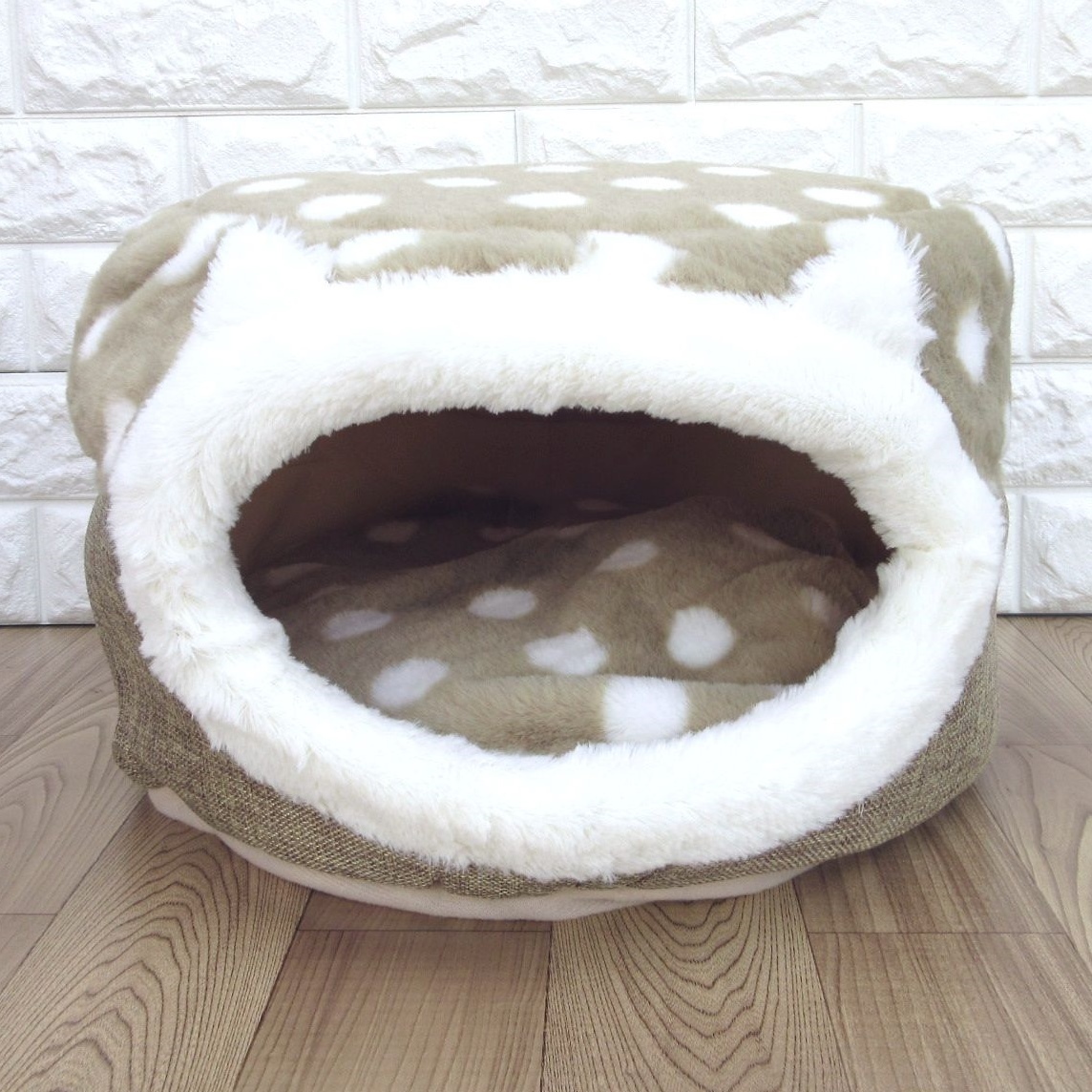  price cut! new goods 2way pet house [ dome type pet sofa ] on push . cushion bed .. change pet dome dot pattern green 