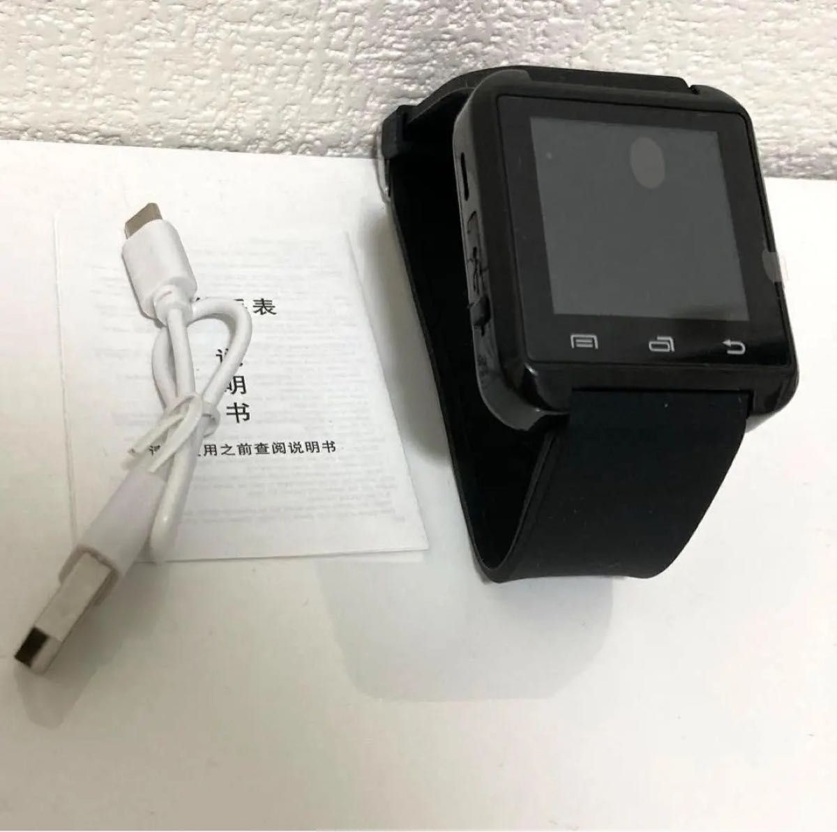 スマートウォッチ　黒　Bluetooth コード付き　運動　音楽　腕時計