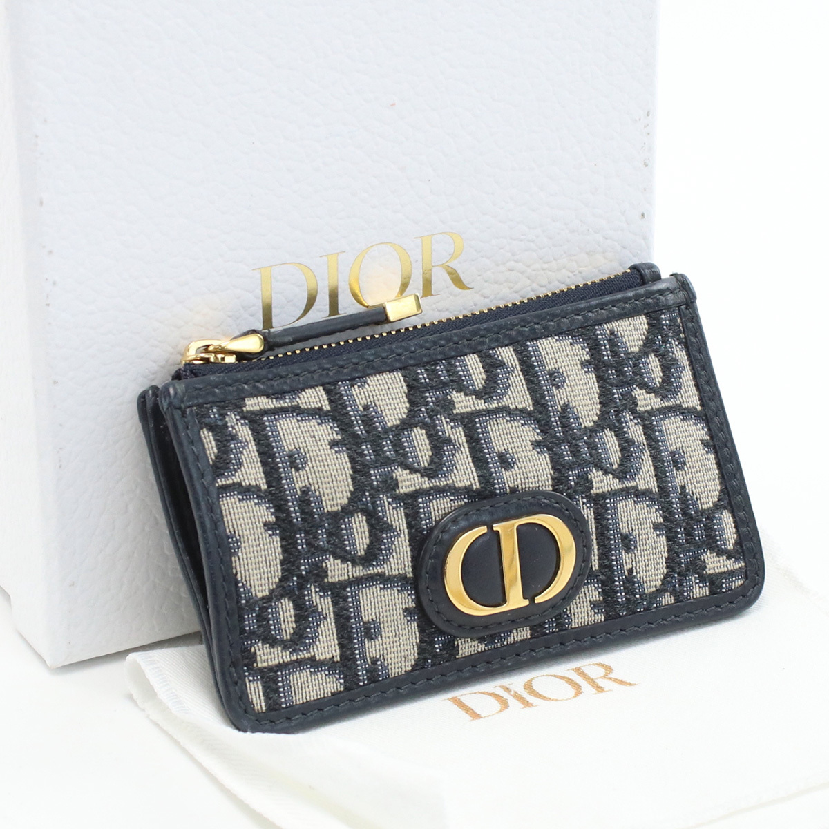 中古良品ディオールChristian Dior 30モンテーニュ ジップ キーケース ブランド 小銭入れ ジャガード ランク：A us-2 レディース