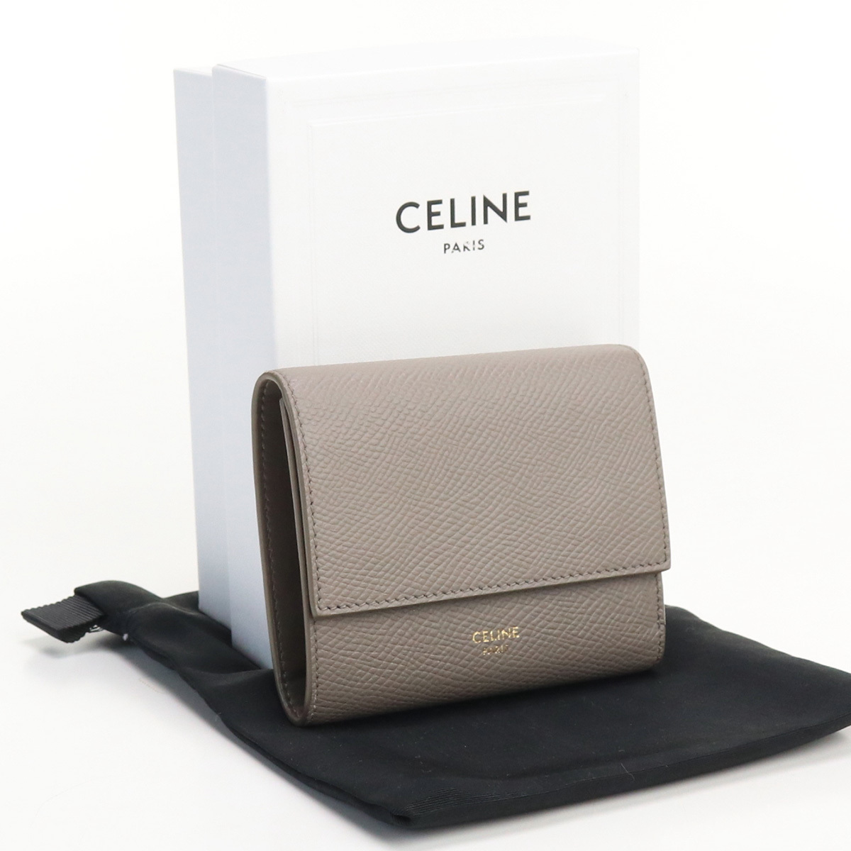 【限定P5倍】中古良品セリーヌCELINE スモール トリフォールドウォレット 三つ折り財布 カーフスキン 10B573BEL.10BL ランク：A us-2