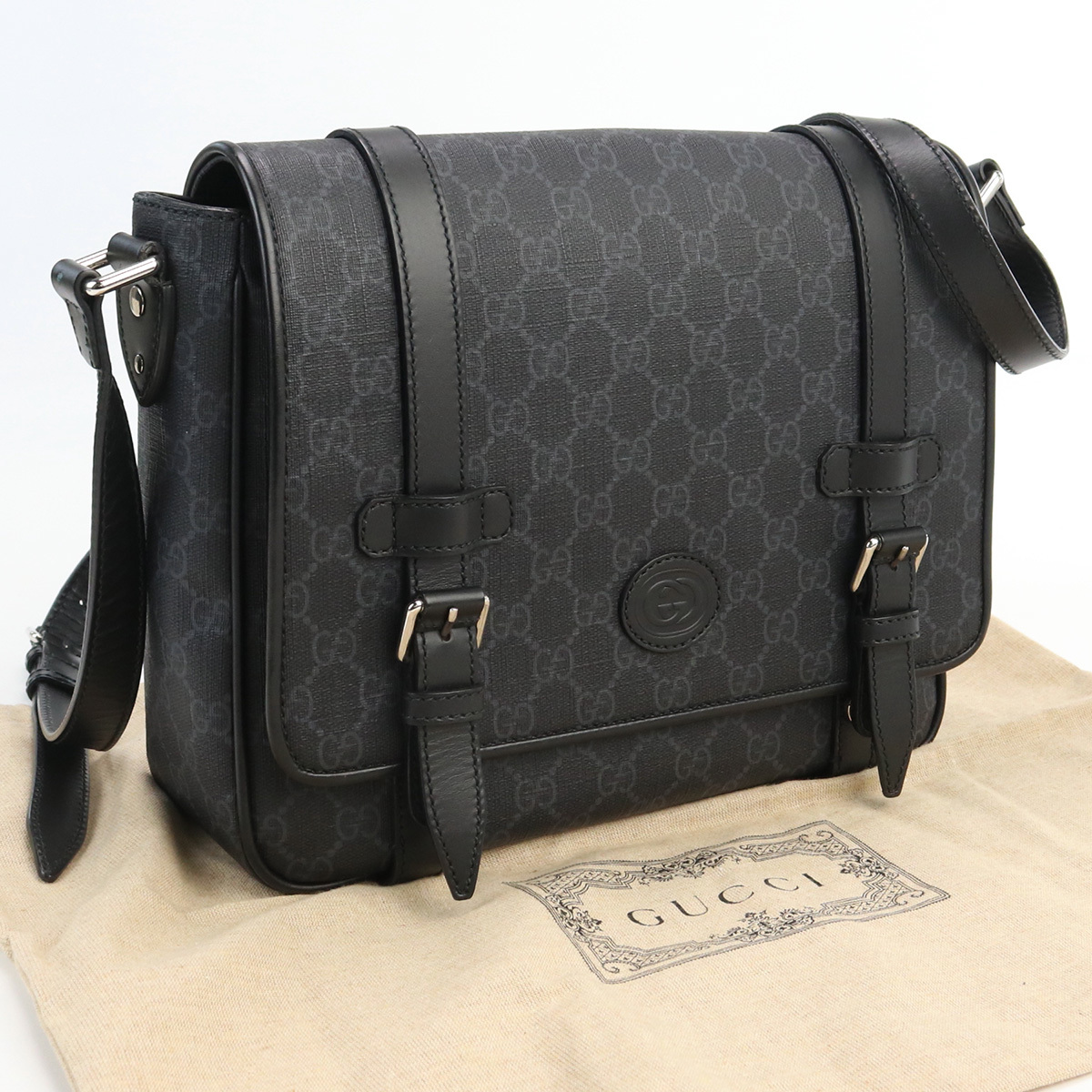 【限定P5倍】中古良品グッチGUCCI GGスプリーム GGメッセンジャーバッグ PVC ブランド 658542 KGDHN 1000 ランク：A us-2 メンズ_画像1