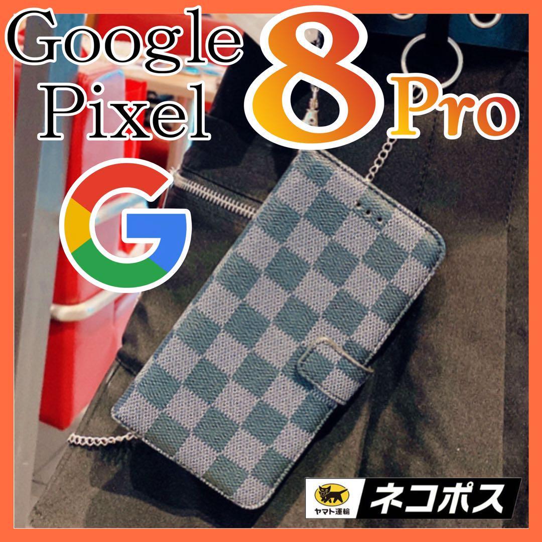 Google Pixel 8 PROケース　手帳型　黒色　チェック柄 PUレザー　高級感　大人気　グーグルピクセル8プロカバー　ブラック_画像1