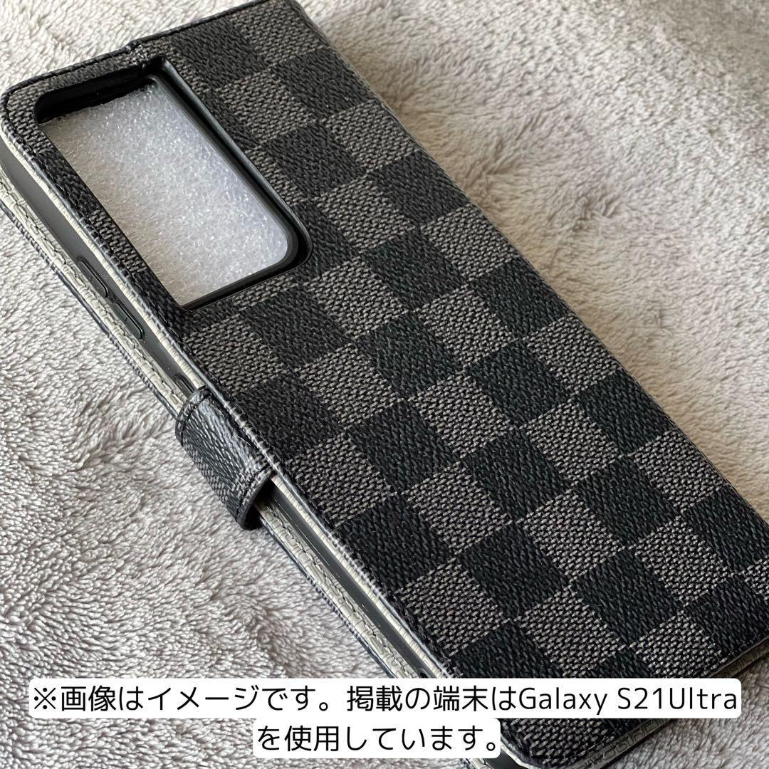 手帳型 サムスン　ギャラクシー　S23ケース　黒色　 PUレザー チェック柄　Samsung Galaxy S23_画像9