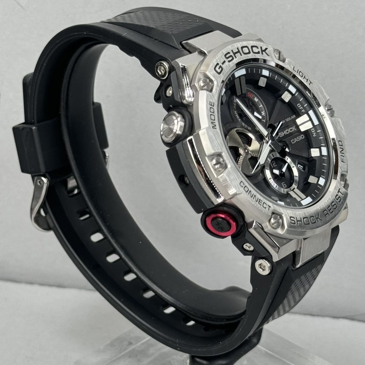 未使用同様 極美品 G-SHOCK GST-B100-1AJF GスチールG-STEEL タフソーラー Bluetooth搭載モバイルリンク メタルベゼル ブラック シルバー_画像6