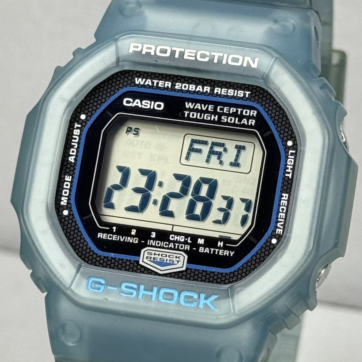 美品 CASIO G-SHOCK GW-5600KJ-2JR The G 国際イルカクジラ会議 イルクジ タフソーラー 電波受信 電波ソーラー スクウェア ブルー_画像1