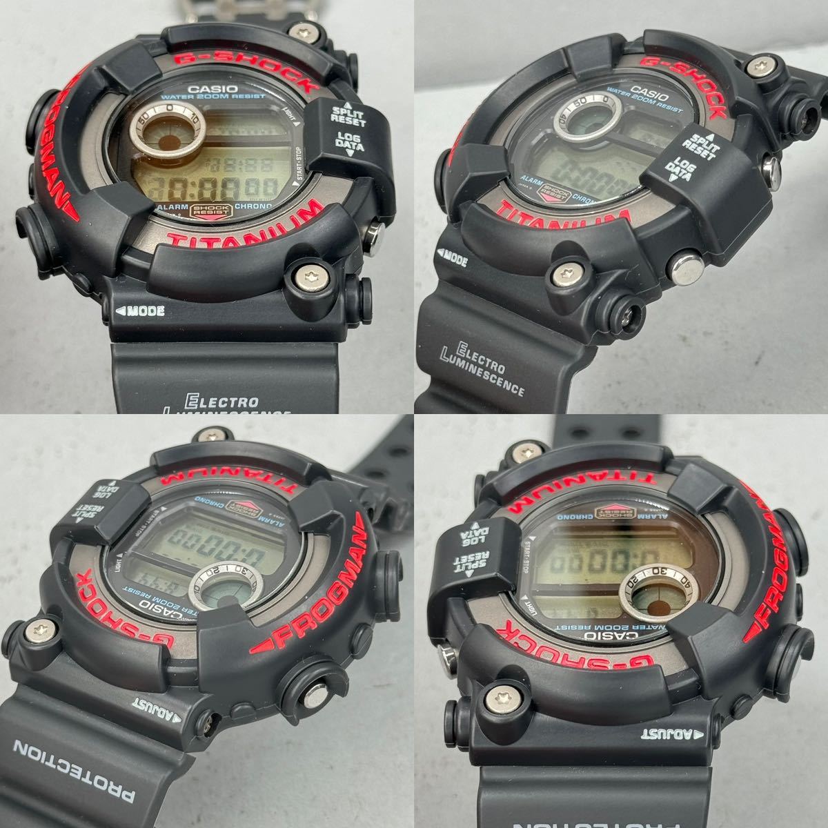 極美品G-SHOCK DW-8200-1A FROGMAN フロッグマン スクリューバック ダークグレー レッド チタンケース ブラック シルバー 潜水蛙 デジタル_画像4