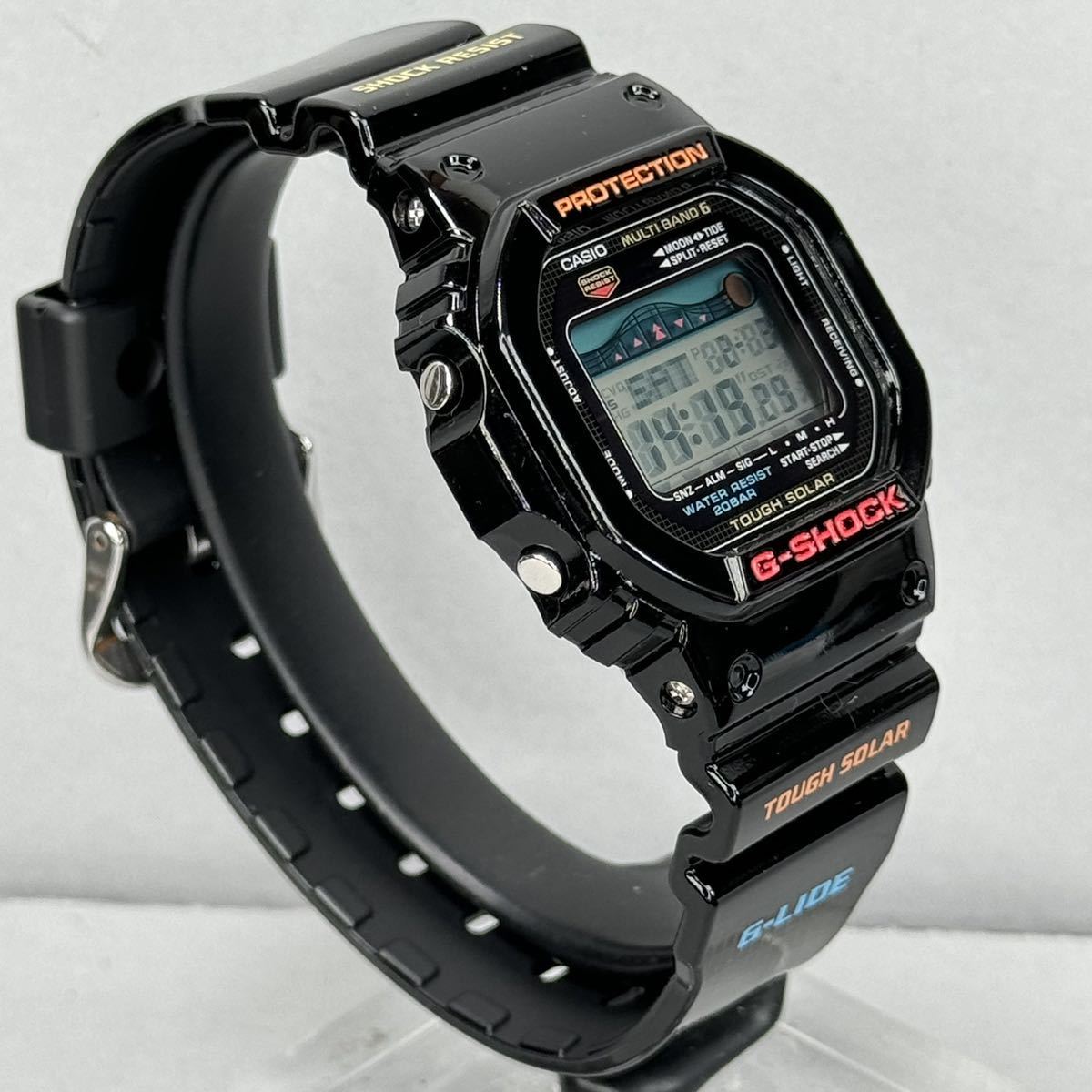 未使用同様極美品 箱説付G-SHOCK GWX-5600-1JF G-LIDE Gライド タフソーラー電波受信 電波ソーラー マルチバンド6 ブラック 月齢表示_画像6