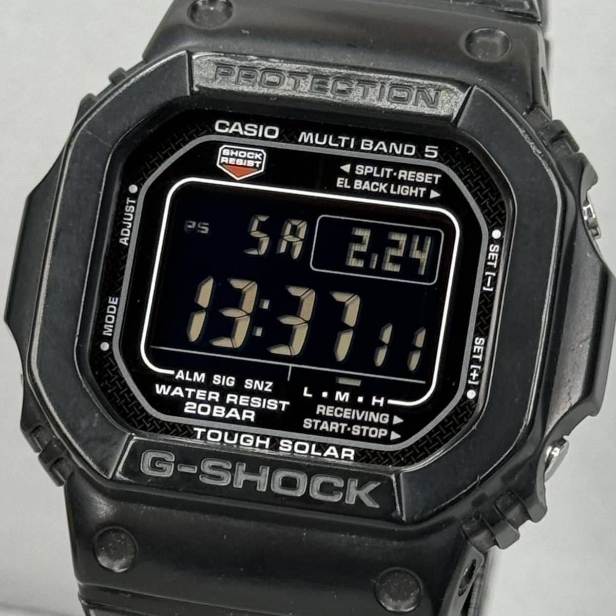 美品 G-SHOCK GW-M5600BC-1JF タフソーラー 電波受信 電波ソーラー マルチバンド5 メタルコアバンド 反転液晶 ブラック スクウェア _画像1