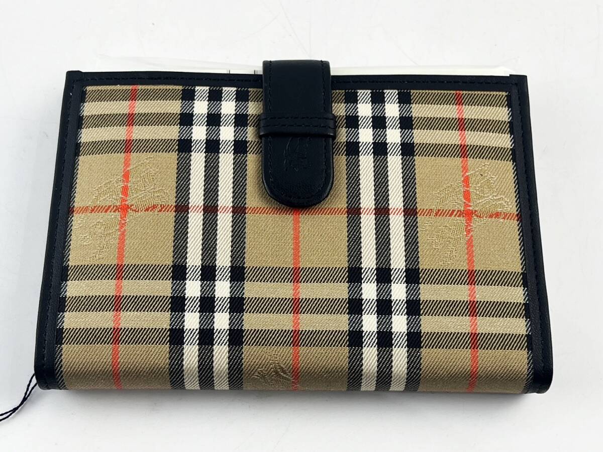 未使用品 BURBERRY バーバリー ノバチェック柄 ミニ システム手帳 ベージュ×ブラック 手帳カバー 6穴式 タグ付き 箱付き_画像2