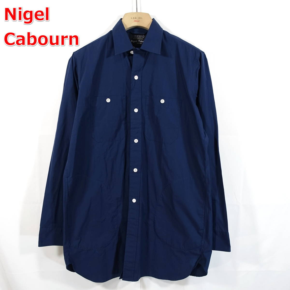 【良品】ナイジェルケーボン ロングシャツ LYBRO Nigel Cabourn サイズ４８（Ｌ相当） ネイビーの画像1