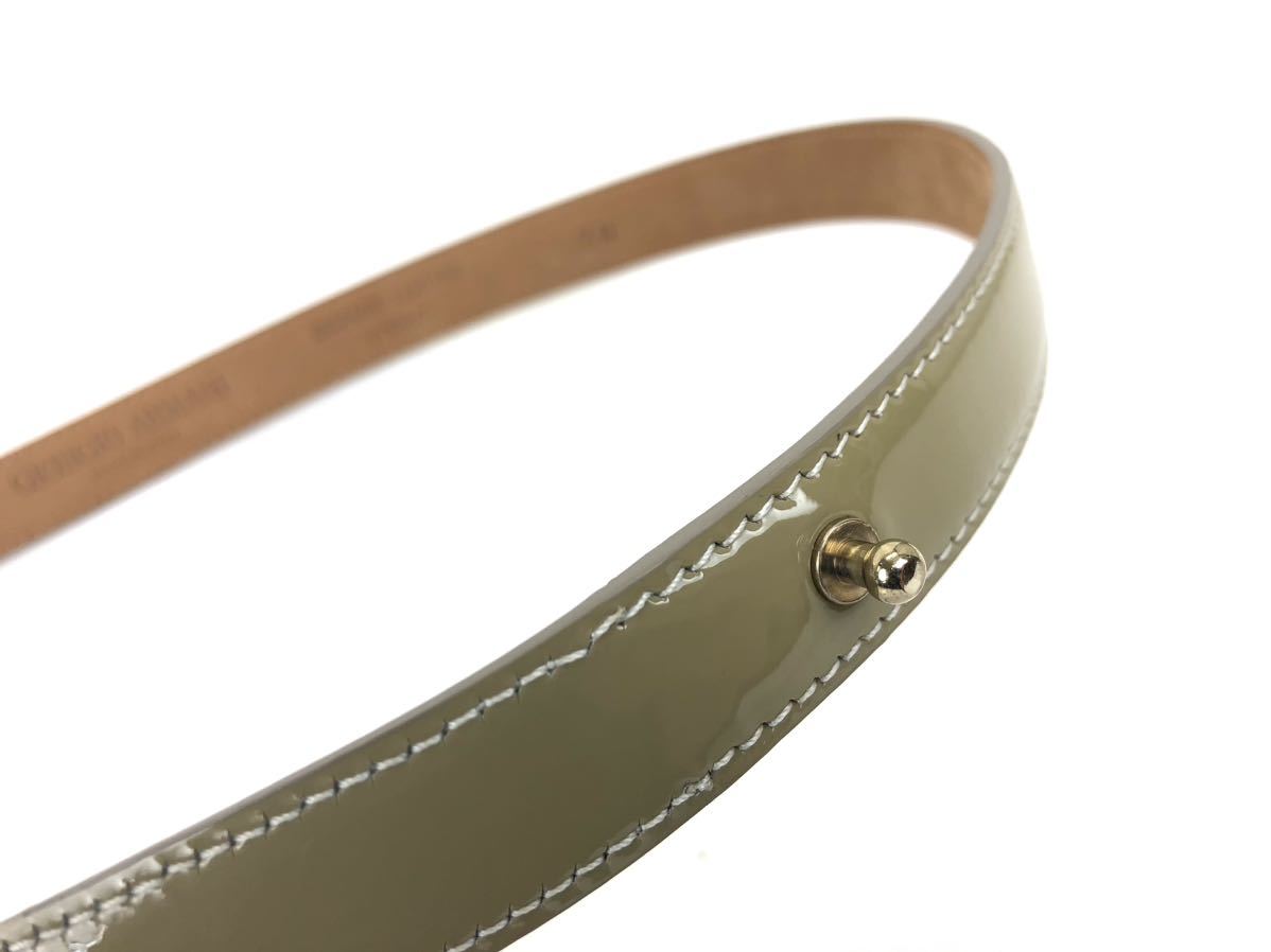  beautiful goods joru geo Armani enamel belt FC2951 lady's beige leather Italy made Y1I056