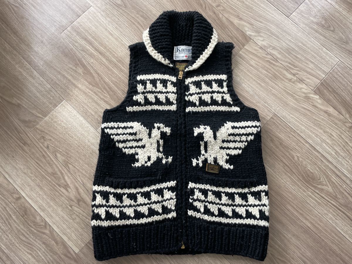 【アーカイブ放出 USED】NEIGHBORHOOD KANATA.EAGLE/ W-COWICHAN.VEST サイズLarge カナタ カウチンベスト KANATA イーグル_画像1