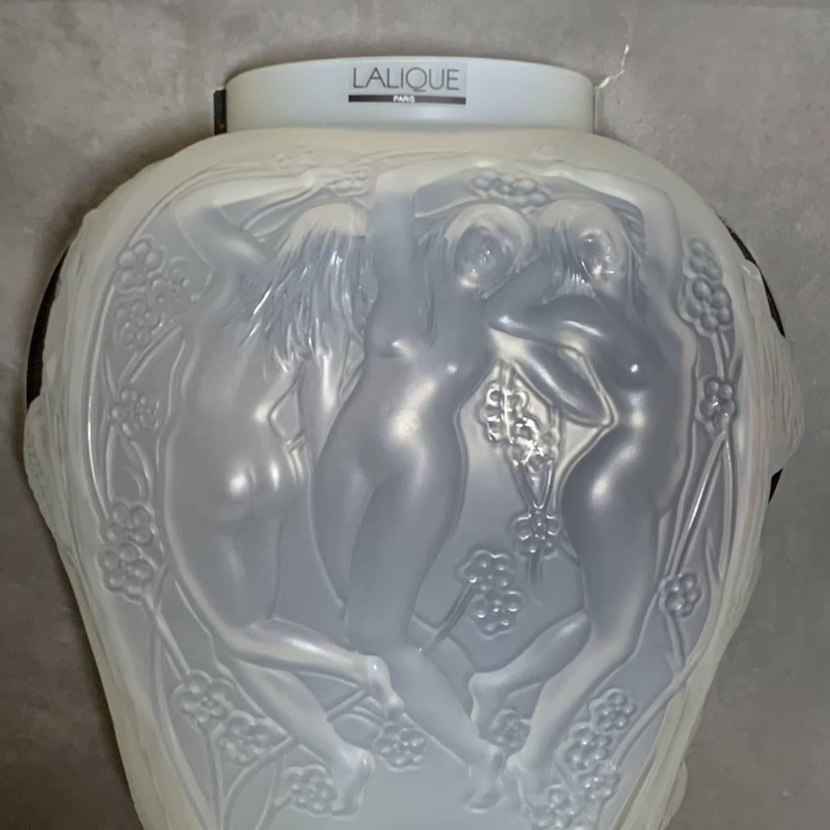 未使用 LALIQUE オマージュ 1995年 ルネラリック 没後50周年 オパールセントガラス 花瓶 フラワーベース 箱入り インテリア 送料無料_画像2