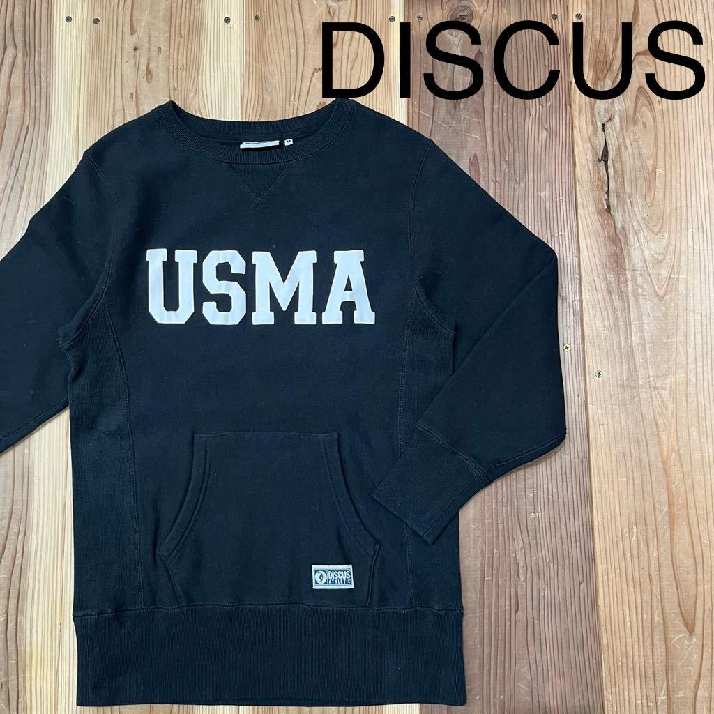 DISCUS ディスカス sweat スウェット USMA ミリタリーアカデミー Vガゼット トレーナー ビッグプリントロゴ レディース サイズM 玉mc2565