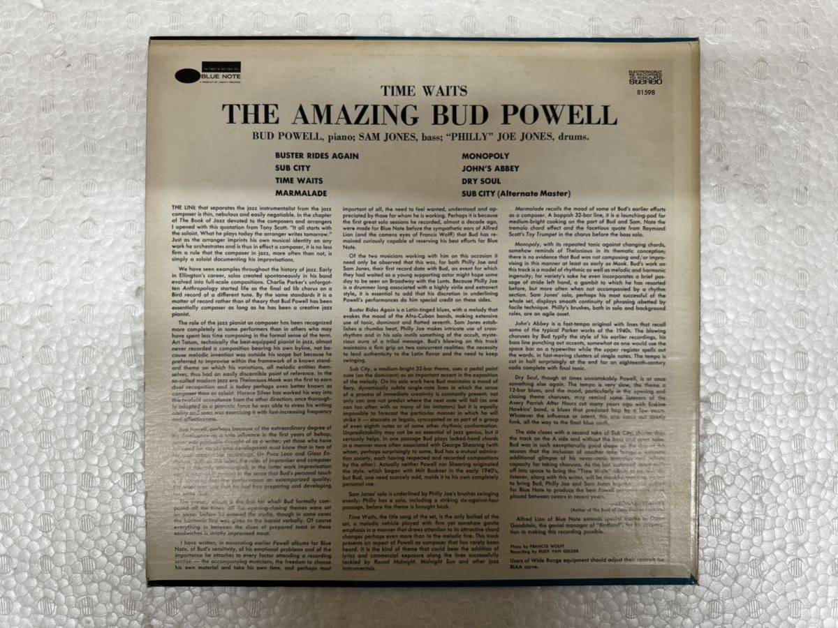 売切〜♪Bud Powellバド・パウエル／ time waits／LPレコード／JAZZ _画像4