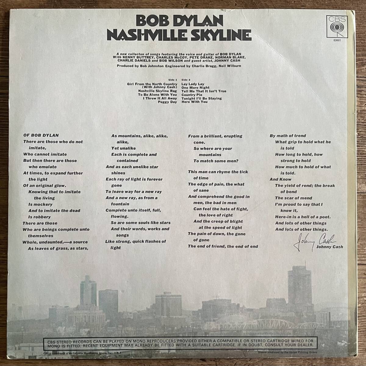 【UK オリジナル】Bob Dylan - Nashville Skyline_画像2
