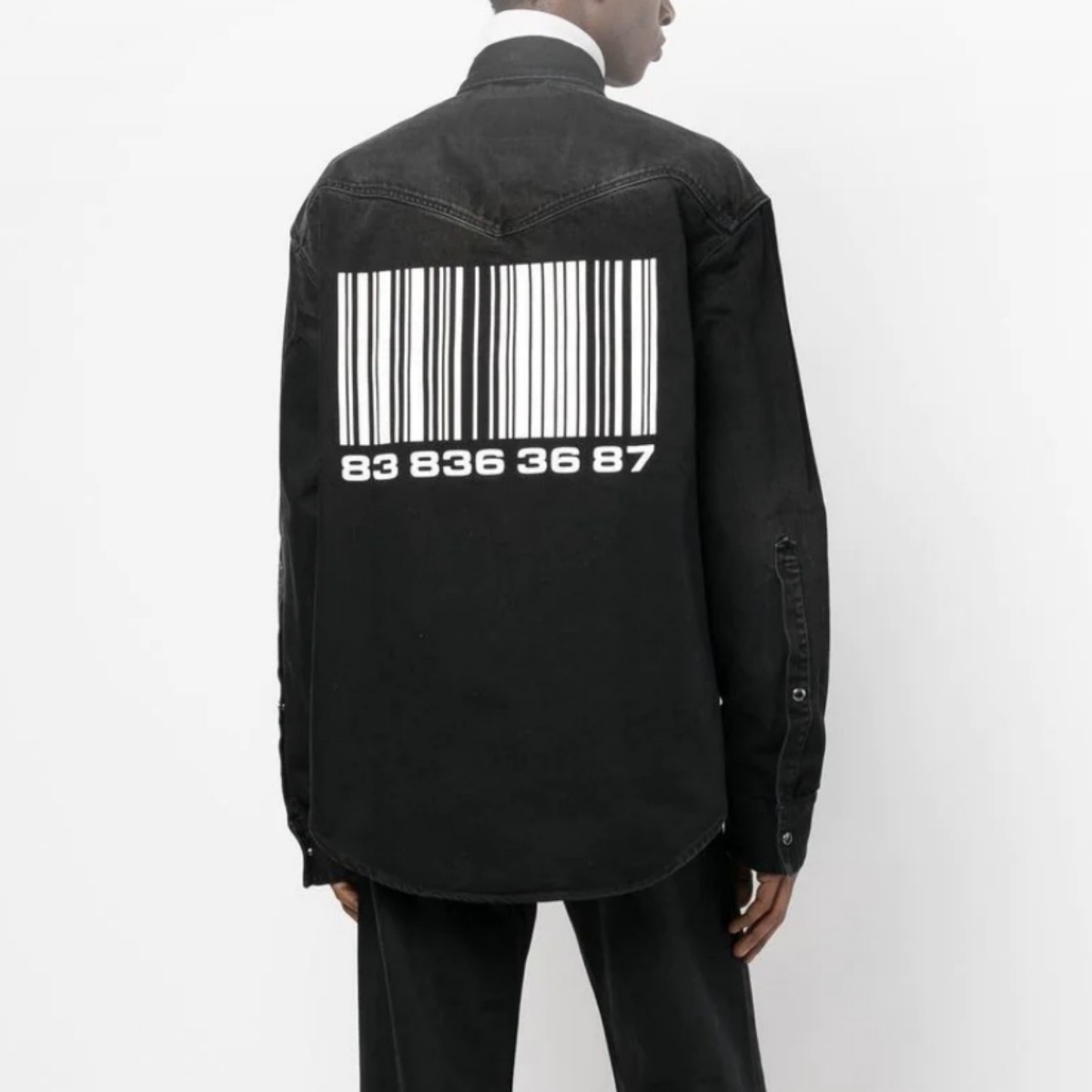 【新品同様★極美品】vtmnts small big barcode black denim shirt バーコード シャツ ジャケット Ｇジャン vetements