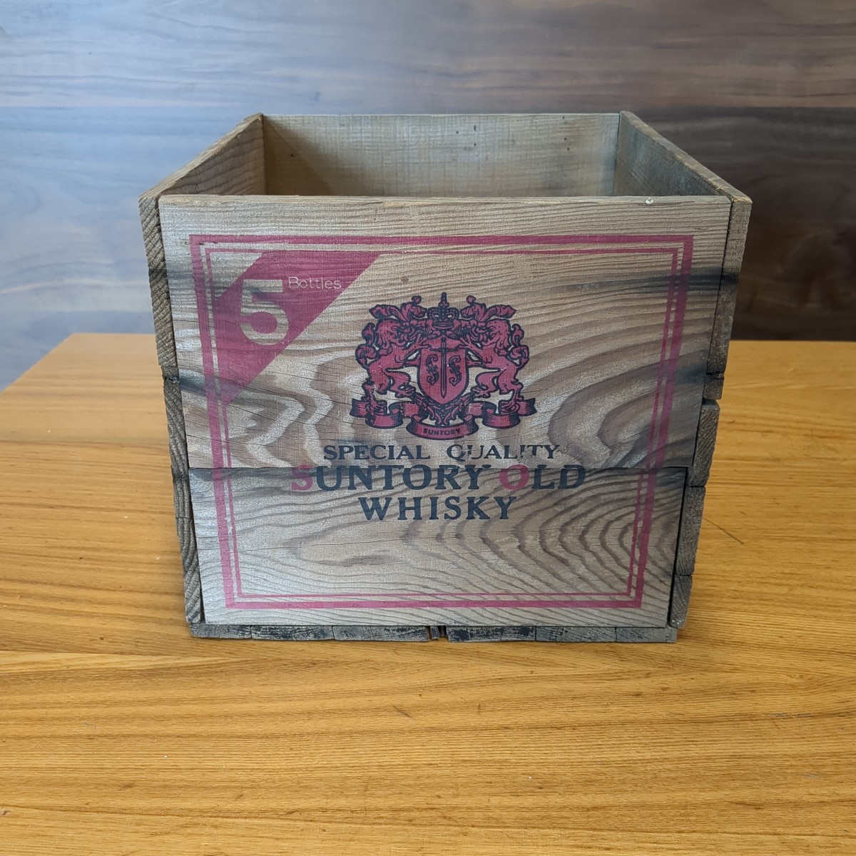 中古 サントリー　オールドウイスキー　SUNTRY　OLD　木箱　中古品 レトロ　ウィスキー　ケース　_画像5