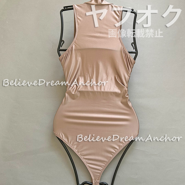 *新品*即決*563*ジッパー付 ハイネック ハイレグ Sexy レオタード*ベージュ*キャンギャル 水着 ワンピース コスプレ レースクイーン ダンス_画像8