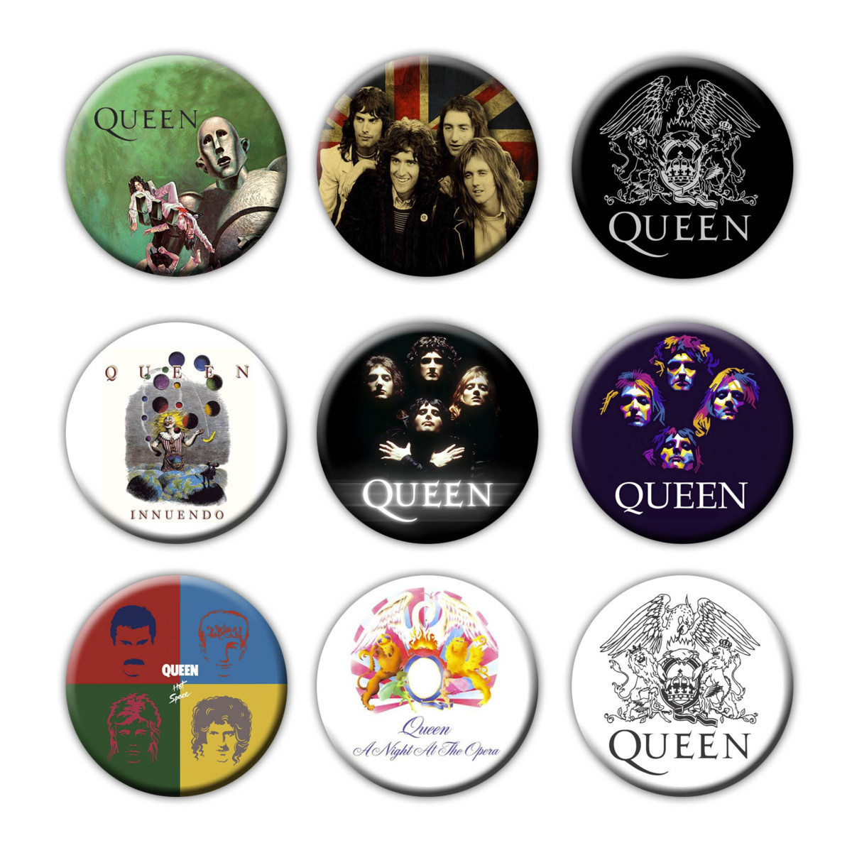 9個セット!レア缶バッジ★クイーン☆Queen/Bohemian Rhapsody/ボヘミアン・ラプソディ/ロックバンド/tin badge/button/pin-1_画像1