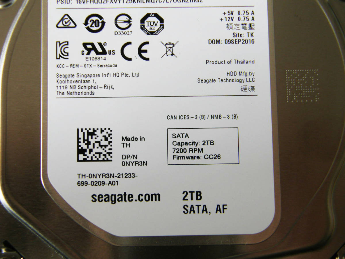 ◆ SEAGATE製 3.5インチ HDD 容量:2TB (型番/ST2000DM001)_画像4