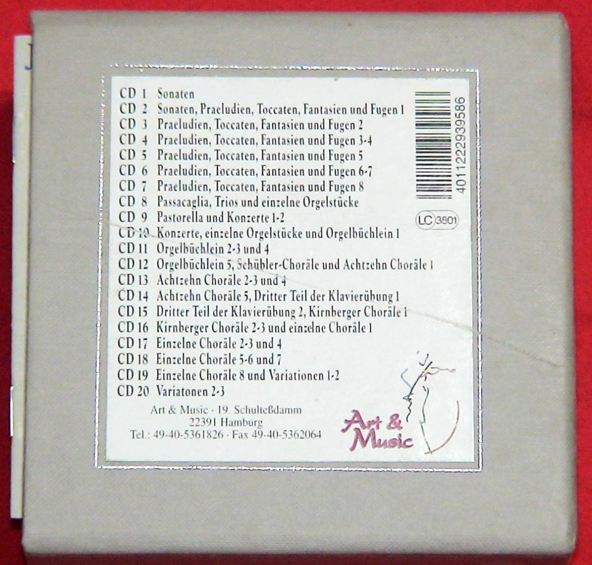 J.S.バッハ：オルガン作品集:CD20枚組　収録曲数242曲 輸入盤: 整理№72_　　　　　　　　　一括収納ケースの裏表紙