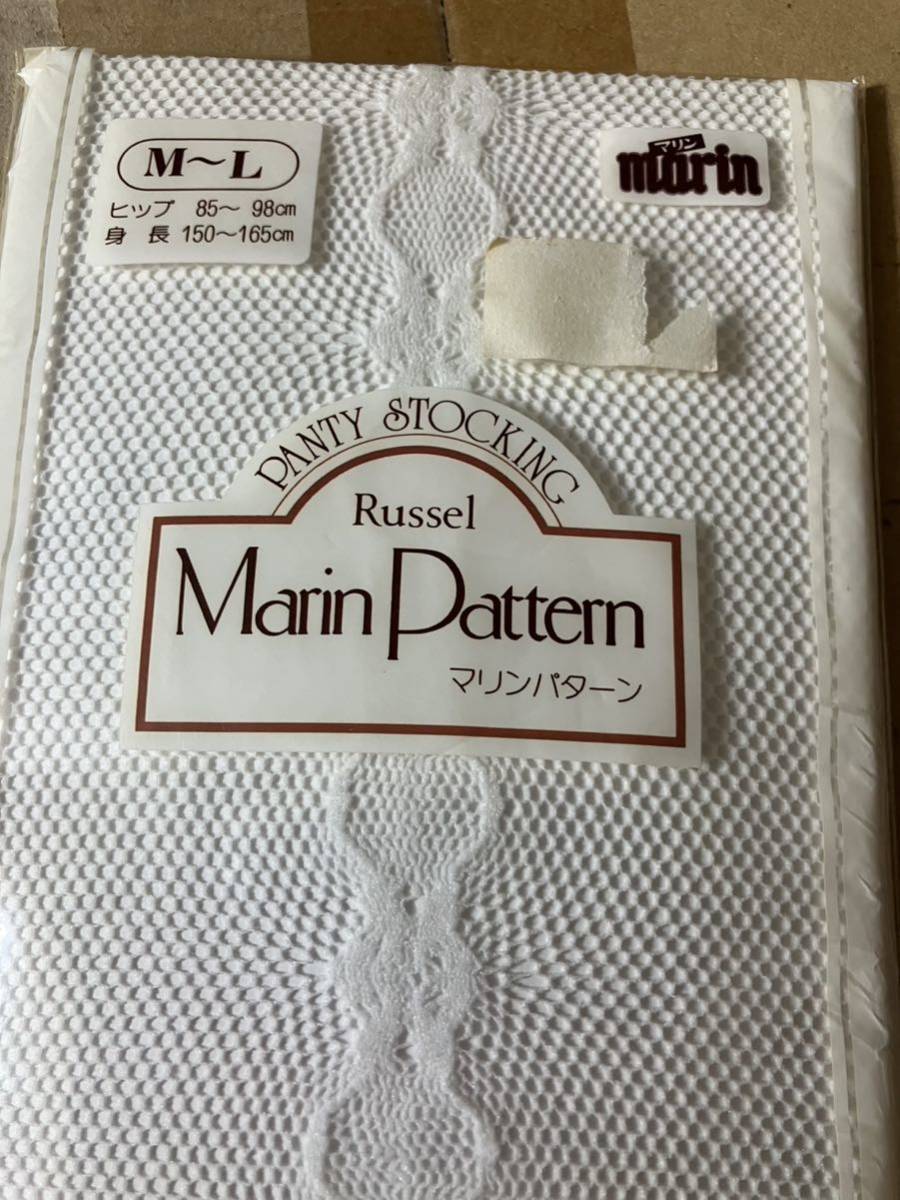 マリン russel marin pattern panty stocking サイドファンシー ホワイト ラッセル パターン パンティストッキング タイツ 白 網 編み_画像4