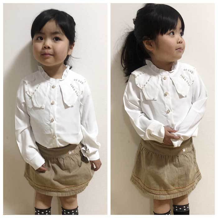 ☆ パールタイプ ☆ 120cm ☆ キッズブラウス レース 長袖シャツ gktops4118 キッズ ブラウス 女の子 シャツ 白 長袖 白シャツ フォーマル_画像5