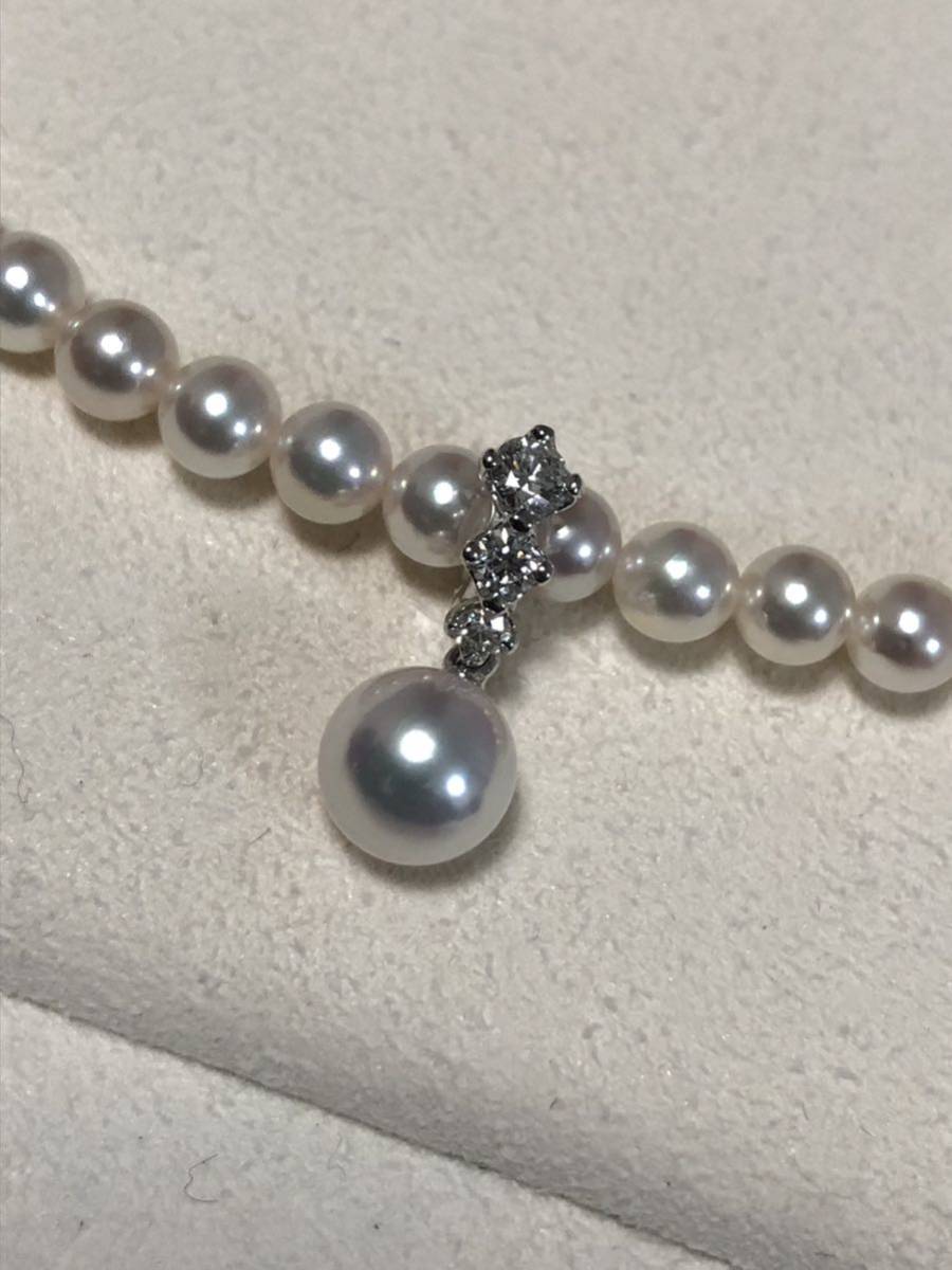 ミキモト MIKIMOTO WGK18 アコヤ真珠 ダイヤモンド　0.13ct　ペンダントトップのみ　ネックレストップ_画像1