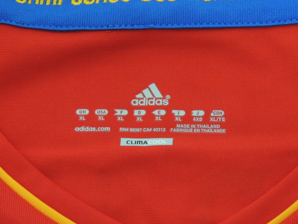 adidas アディダス　スペイン代表　ユニフォーム　2011　V14921　背番号7　ダビド・ビジャ　サイズ　4XO　半袖　サッカー　管19_画像3