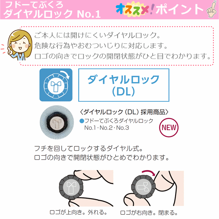 【平日15時まで即日出荷】フドーてぶくろ ダイヤルロック No.1 Lサイズ【両手 1双 ミトン 防止 予防 拘束】_画像2