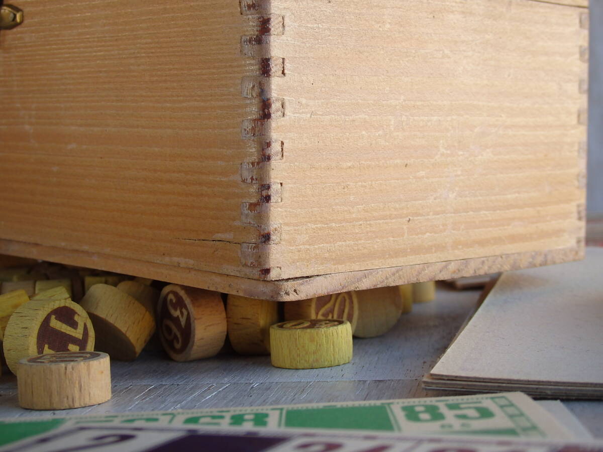 フランスアンティーク LOTO 木箱 ウッドボックス ゲーム 蚤の市 ブロカント 古木 雑貨 ケース 収納 ツールボックス _画像7