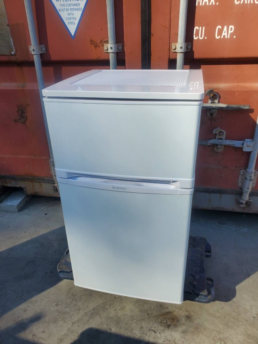 M2446-1　 ノンフロン冷凍冷蔵庫 W480×D495×H850㎜ ELSONIC EJ-R832W 単相100V　83L　冷蔵58L/冷凍25L　家庭用　一人暮らし