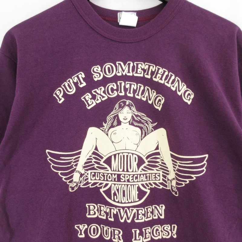 未使用 FREEWHEELERS フリーホイーラーズ 半袖Tシャツ 2325009 TEMPTATION MOTOR PSYCLONE GARAGE SERIES PLUM CRAZY L 22000182_画像3