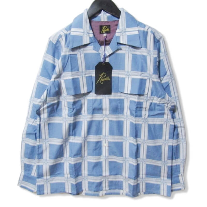 未使用 Needles ニードルス 長袖シャツ MR179 Classic Shirt - R/C Lawn Cloth パピヨン オープンカラー ブルー S 27105142_画像1
