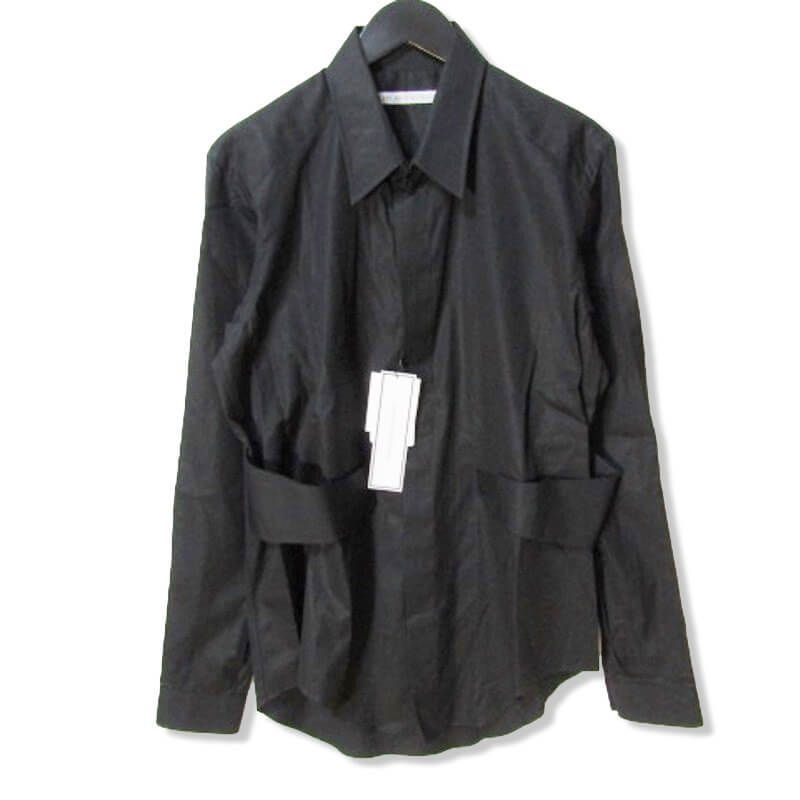 未使用 JOHN LAWRENCE SULLIVAN ジョンローレンスサリバン 長袖シャツ 3B002-0221-16 Velcro strap shirt ブラック 48 27105216_画像1