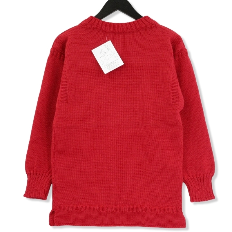 未使用 GUERNSEY WOOLLENS ガンジーウーレンズ セーター GUERNSEY SWEATER ニット ウール 英国製 レッド 34 70015442_画像1