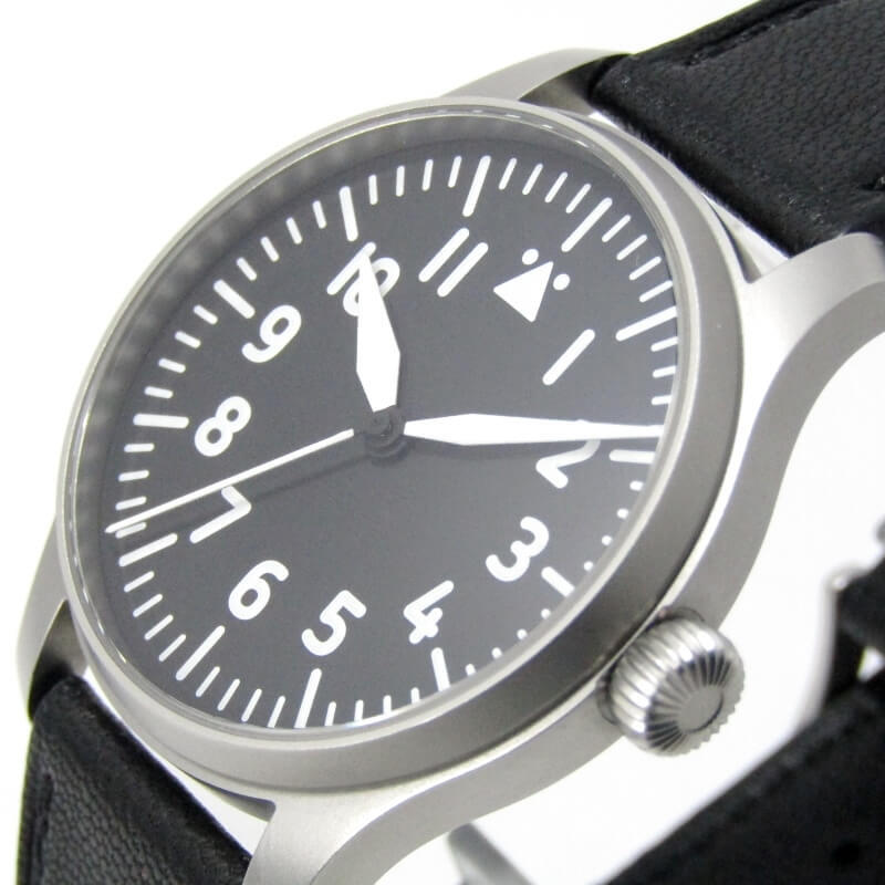 STOWA ストーヴァ Flieger Verus 40 自動巻き 腕時計 フリーガー ウェールス40 パイロットウオッチ レザー ブラック 黒 30012704_画像2